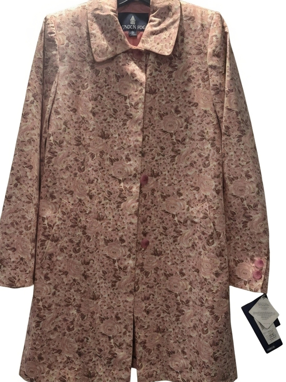 NWT Vintage London Fog Pink Rose Floral Trench Coat Small Classic Cottagecore - Picture 12 of 16